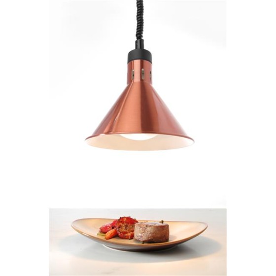 Lampa Hendi na ohrev jedál – závesná, kužeľová, medená, 230V/250W, ø275x(V)250mm